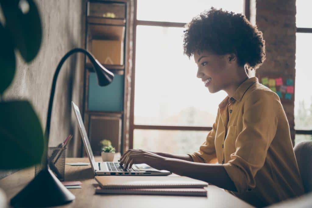 Profile side photo of employee in the workplace