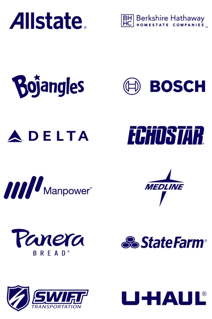 Logos of various companies, such as Allstate, Berkshire Hathaway, and Bojangles, appear on a white background—ideal for resources on pre-employment assessments.