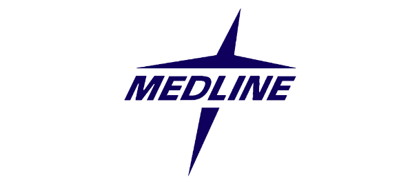 The image shows the Medline logo, which consists of the word "Medline" in bold, dark blue letters, with a stylized dark blue star or compass needle pointing upwards and downwards, crossing through the letter "L." Get started with a Wonderlic demo today.