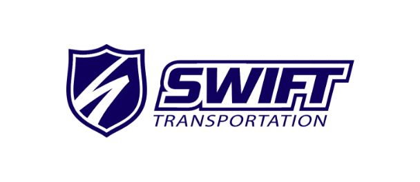 The image shows the Swift Transportation logo, featuring a stylized shield with an "S" inside, next to the word "SWIFT" in bold, uppercase letters. Below "SWIFT," the word "TRANSPORTATION" appears in smaller, uppercase letters. Get started with a Wonderlic demo to learn more about Swift's hiring process.